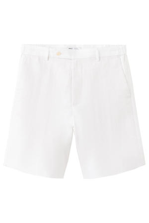 linnen regular fit chino short - naturel/wit