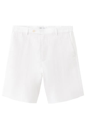linnen regular fit chino short - naturel/wit