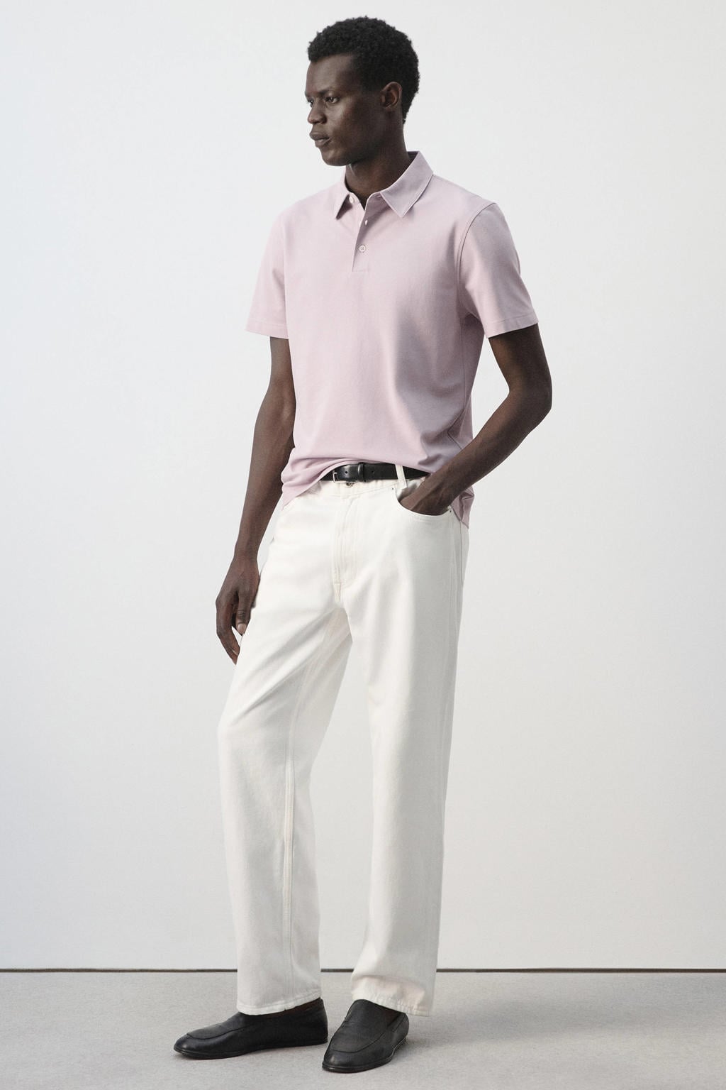 Mango Man slim fit polo - pastelroze