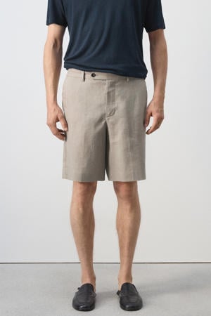 linnen regular fit chino short -beige