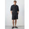 Mango Man linnen regular fit chino short - donkerblauw