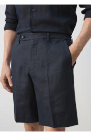 thumbnail: Mango Man linnen regular fit chino short - donkerblauw