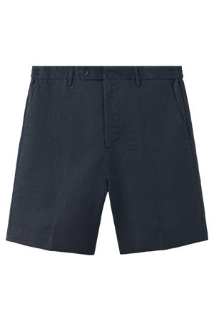 linnen regular fit chino short - donkerblauw