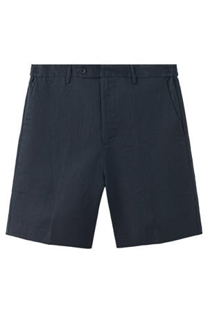 linnen regular fit chino short - donkerblauw