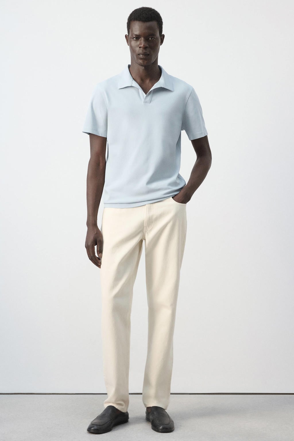 Mango Man slim fit polo - lichtblauw