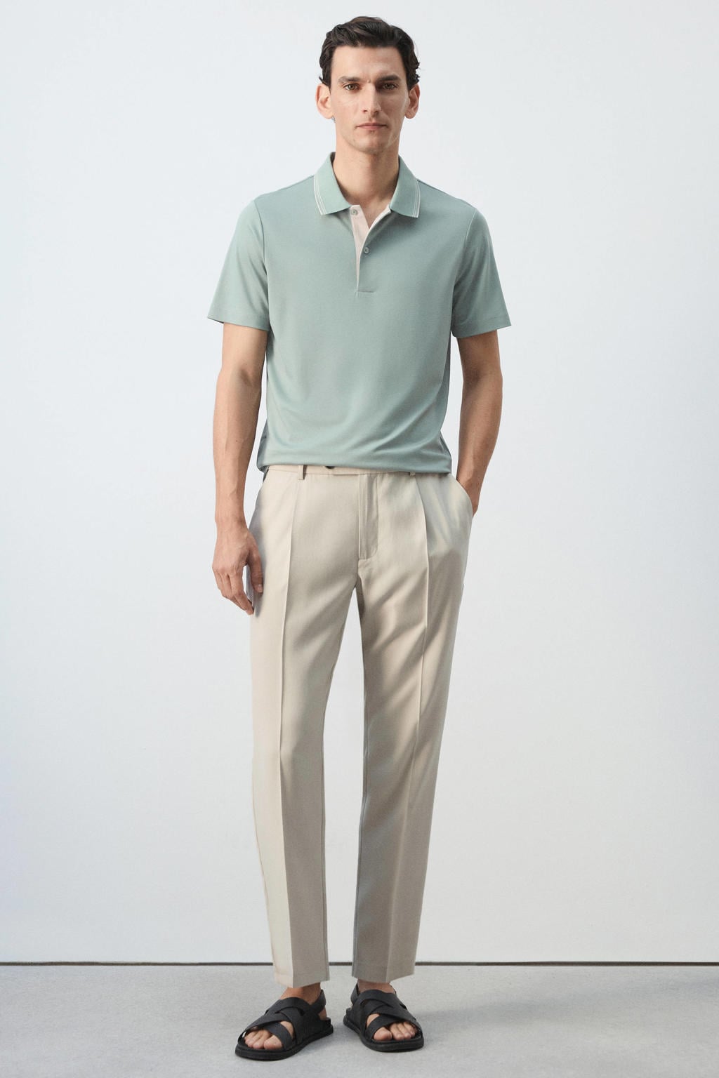Mango Man slim fit polo - heldergroen