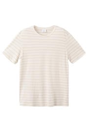 thumbnail: Mango Man linnen regular fit gestreept T-shirt - lichtbeige
