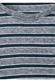 thumbnail: Mango Man linnen regular fit gestreept T-shirt - donkerblauw