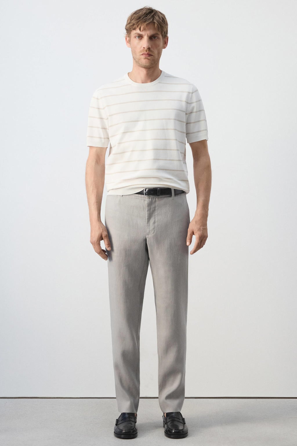 Mango Man slim fit gestreept T-shirt - naturel wit