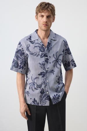regular fit overhemd met print - middenblauw