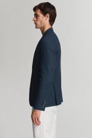 thumbnail: Mango Man slim fit geruit colbert met linnen - donkerblauw