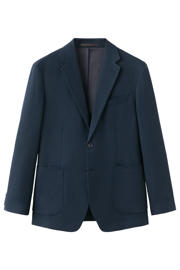 thumbnail: Mango Man slim fit geruit colbert met linnen - donkerblauw