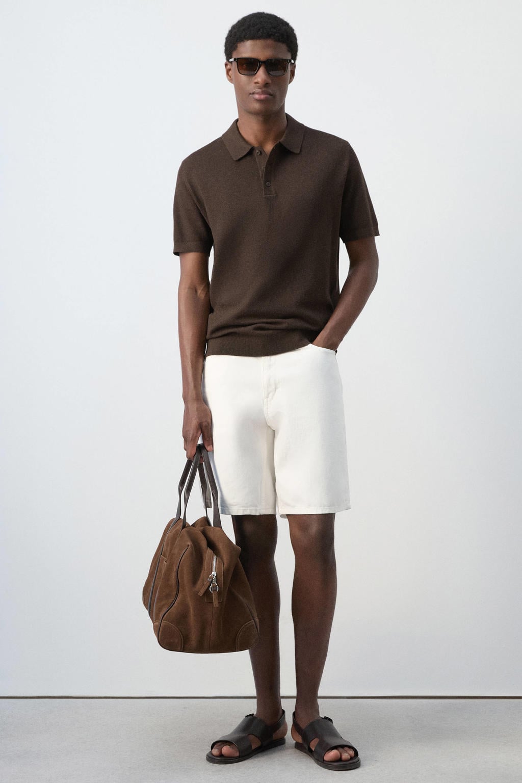 Mango Man regular fit polo - bruin