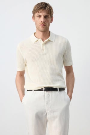 regular fit gebreide polo - ecru