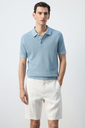 regular fit gebreide polo - turquoise