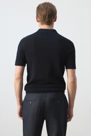 thumbnail: Mango Man regular fit gebreide polo - donkerblauw