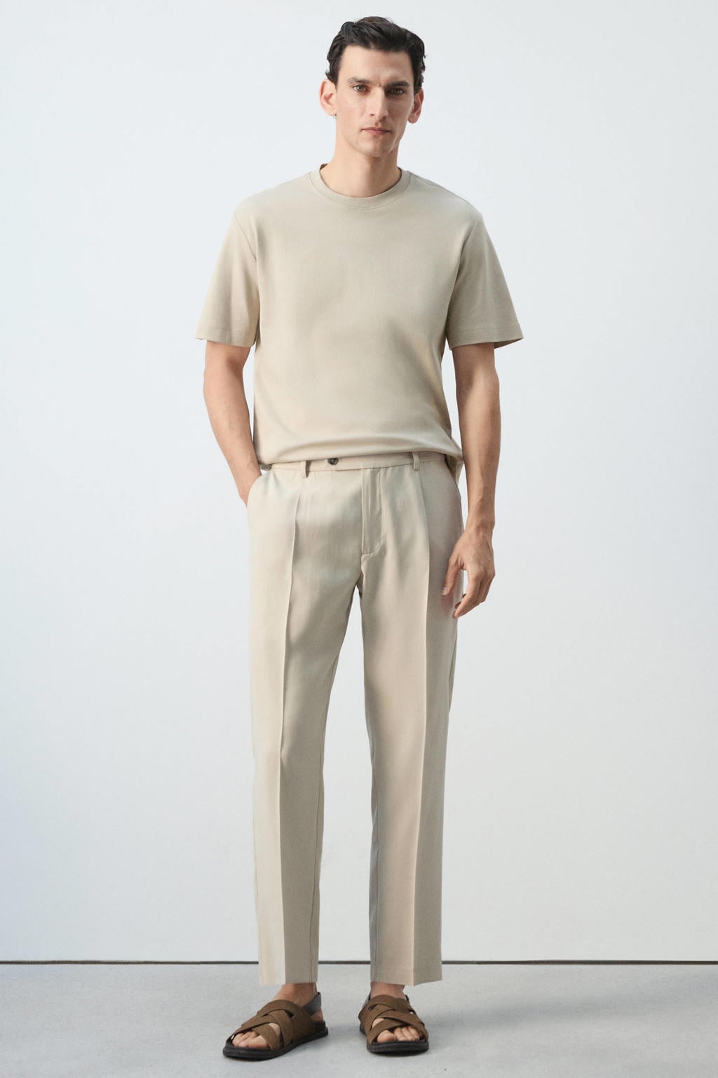 Mango Man regular fit T-shirt - lichtbeige