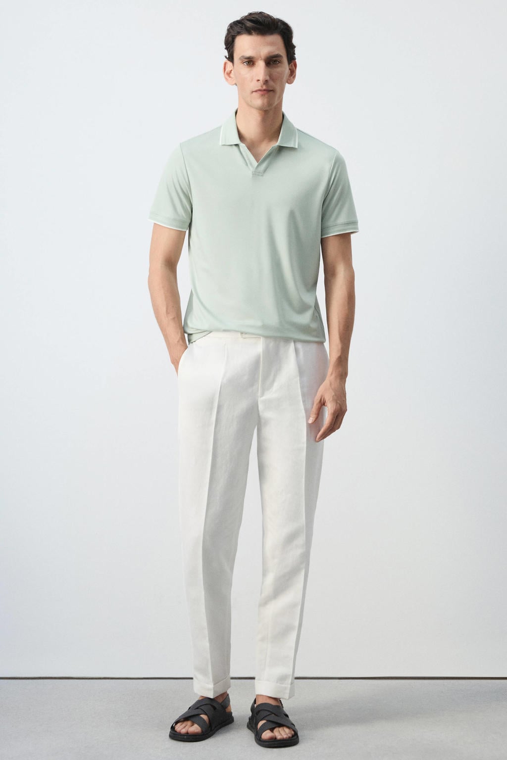 Mango Man slim fit polo - groen