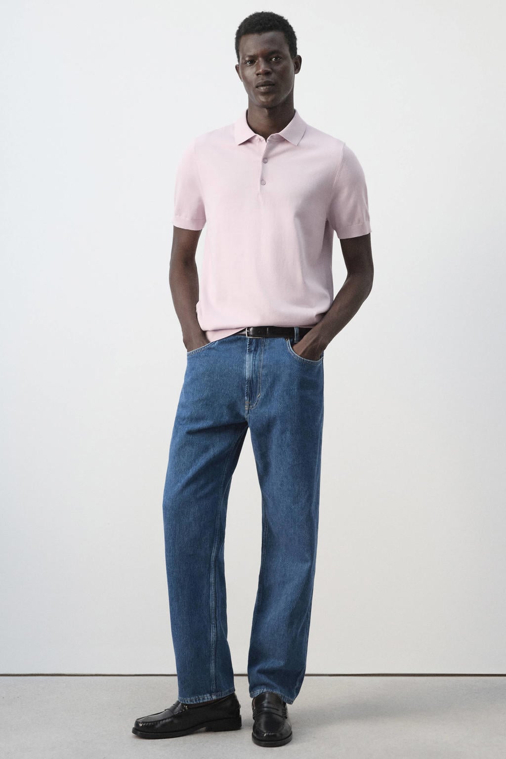 Mango Man regular fit polo - pastelroze