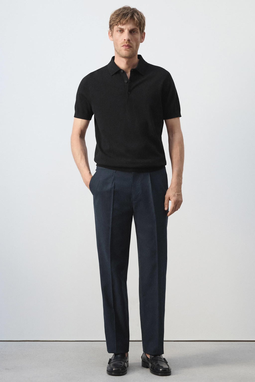Mango Man regular fit polo - zwart