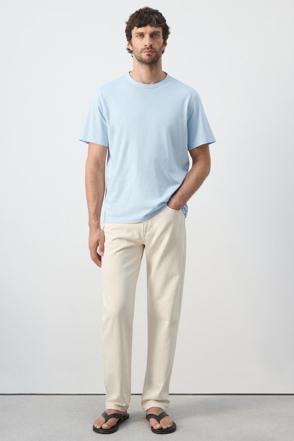 Mango Man regular fit T-shirt - lichtblauw