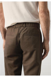 thumbnail: Mango Man slim fit chino met linnen - donkerbruin