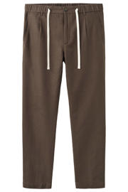 thumbnail: Mango Man slim fit chino met linnen - donkerbruin