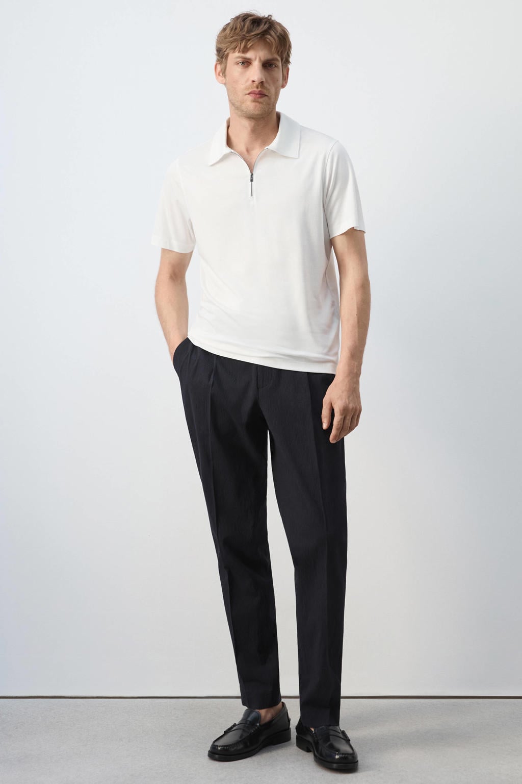 Mango Man regular fit polo - wit