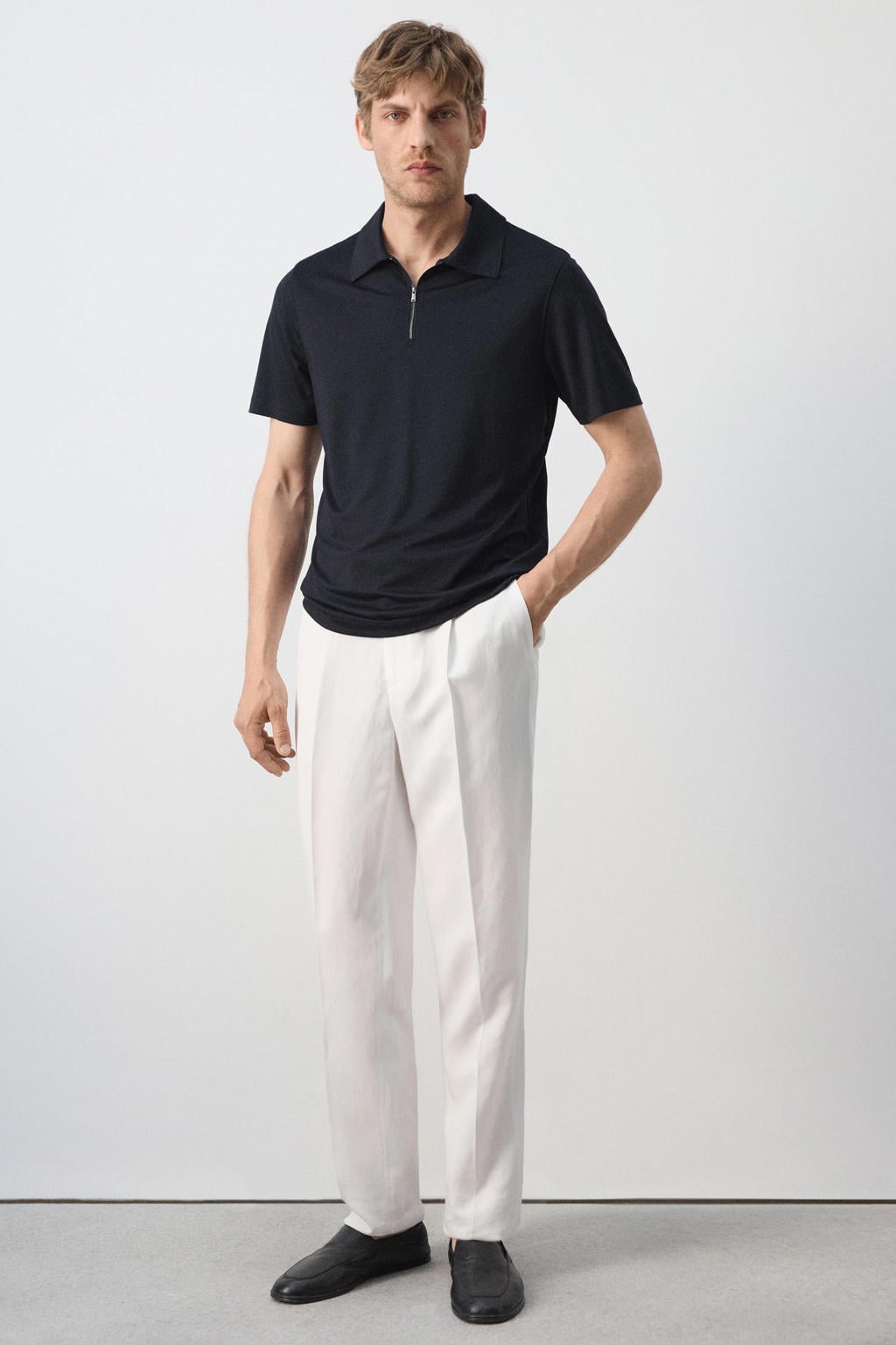 Mango Man regular fit polo - donkerblauw