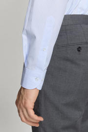 thumbnail: Mango Man slim fit overhemd met krijtstreep - middenblauw