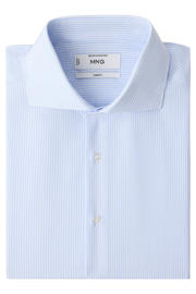 thumbnail: Mango Man slim fit overhemd met krijtstreep - middenblauw
