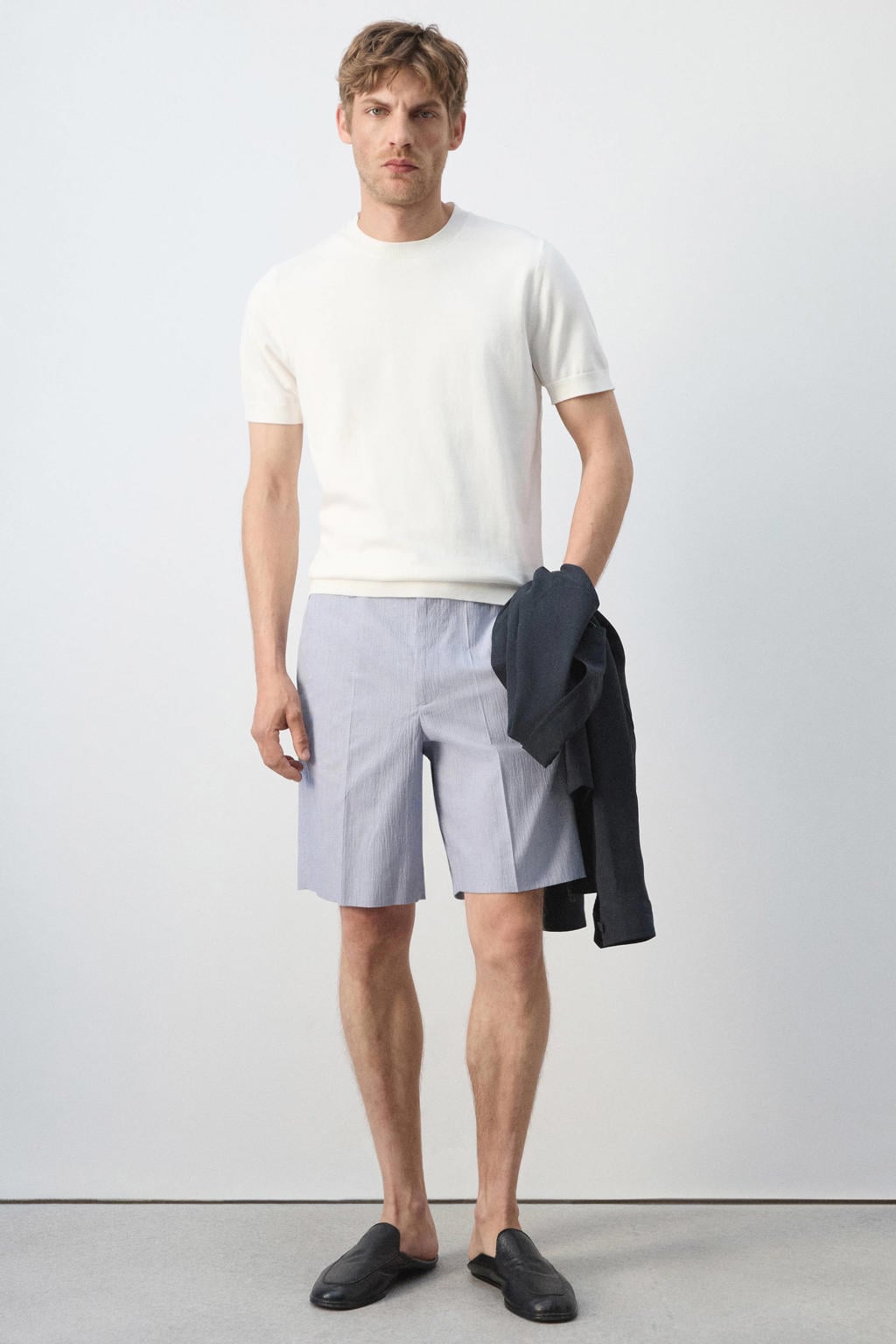 Mango Man slim fit bermuda short - lichtblauw