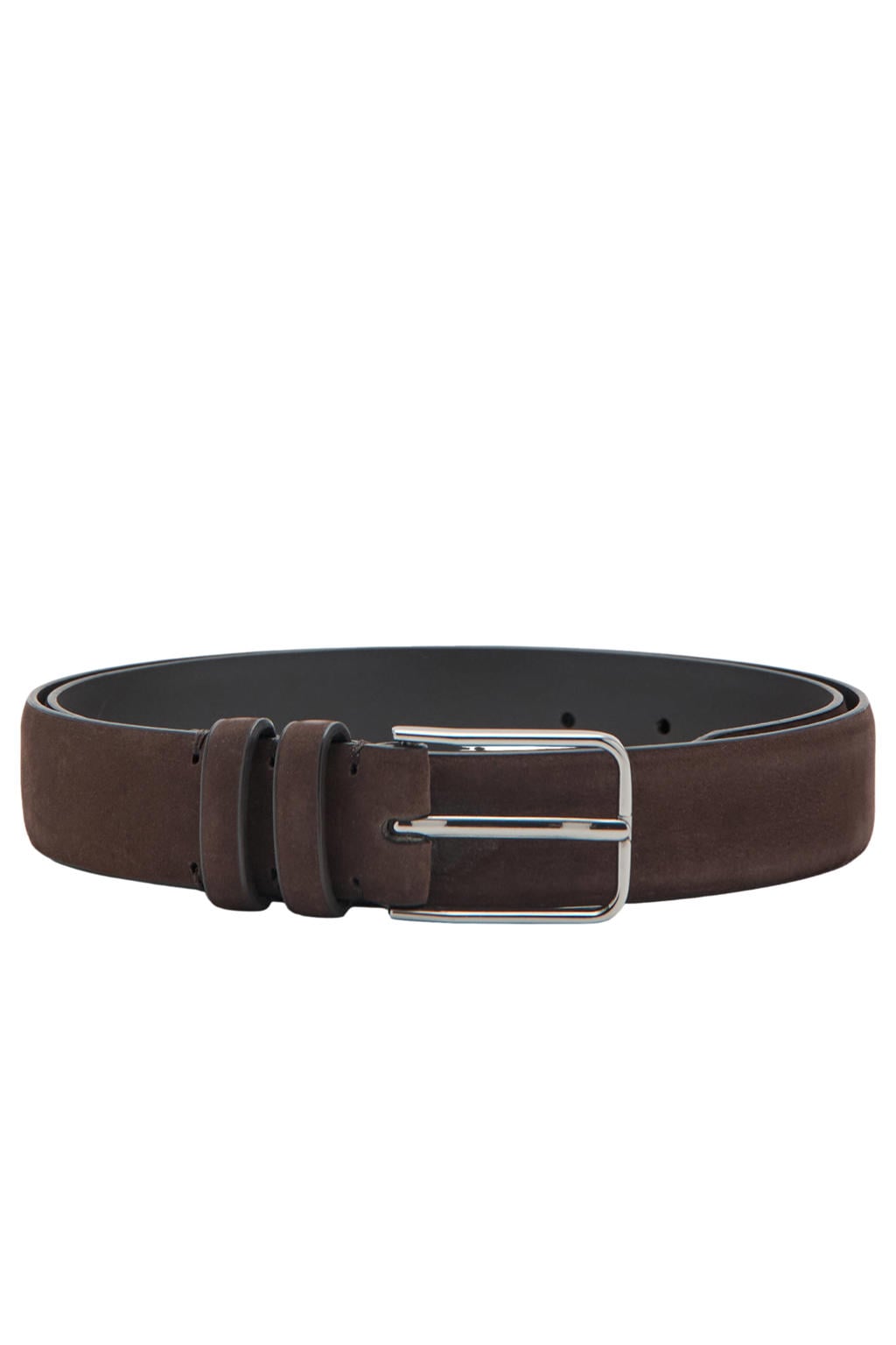 Mango Man suede riem donkerbruin