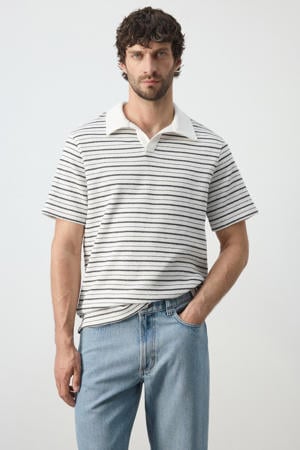 regular fit gestreepte polo - wit