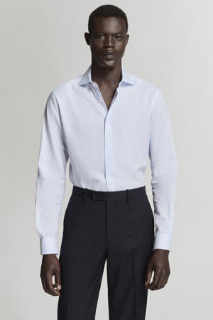 slim fit gestreept overhemd - lichtblauw
