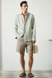 thumbnail: Mango Man linnen slim fit overhemd - turkoois