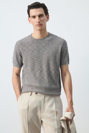 regular fit gebreide T-shirt - marine