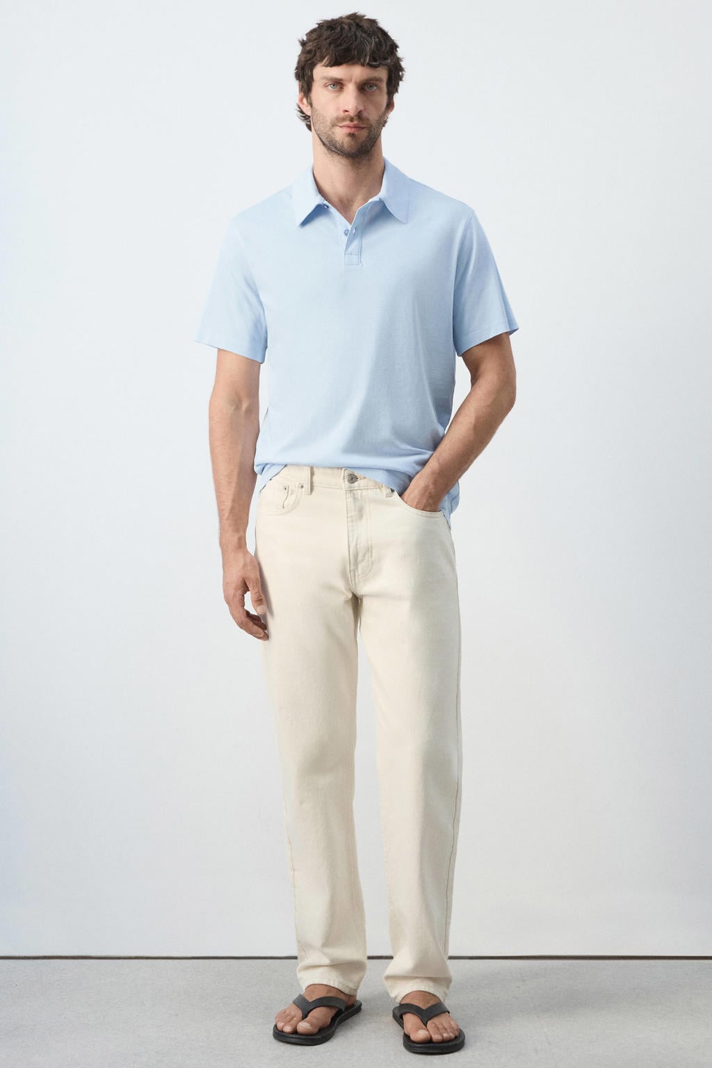 Mango Man regular fit polo - lichtblauw