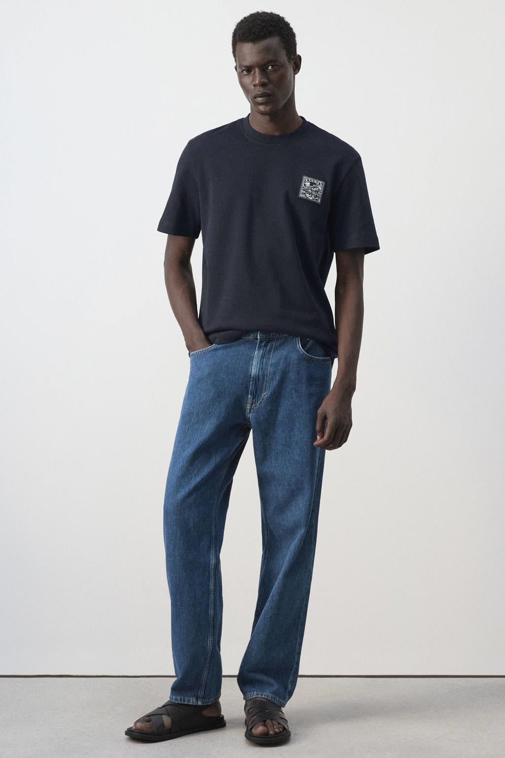 Mango Man regular fit T-shirt - marineblauw