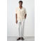 Mango Man slim fit casual broek met linnen - naturel wit