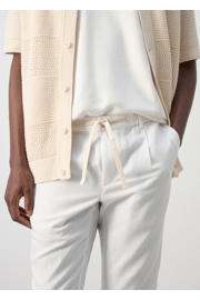 thumbnail: Mango Man slim fit casual broek met linnen - naturel wit