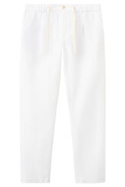 thumbnail: Mango Man slim fit casual broek met linnen - naturel wit