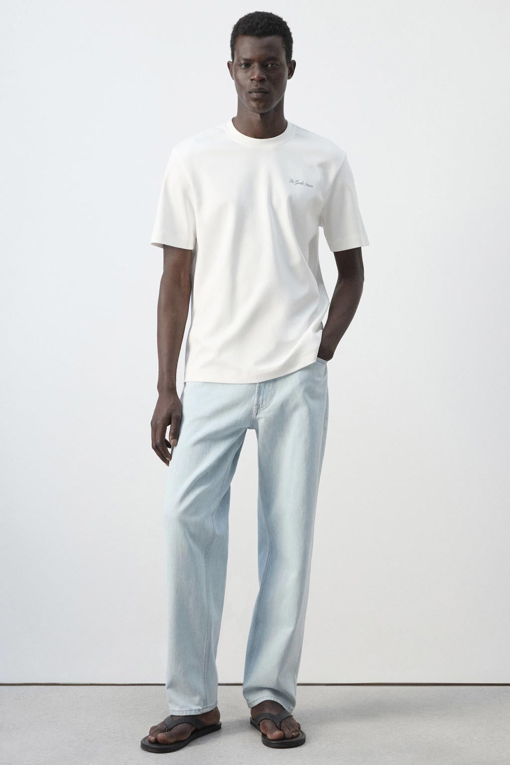 Mango Man regular fit T-shirt met backprint - wit