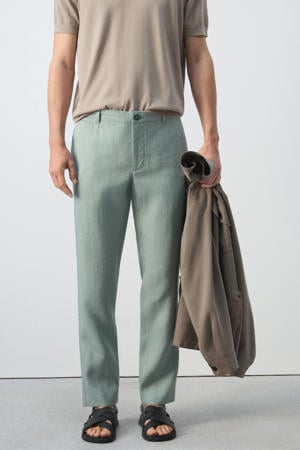 linnen slim fit chino - heldergroen
