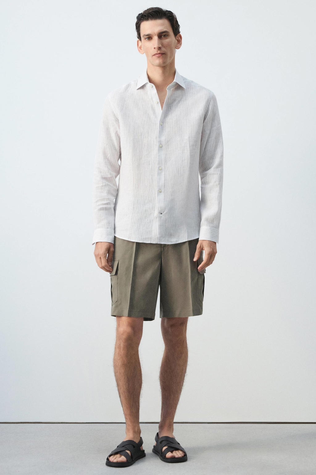 Mango Man regular fit cargo short - groen