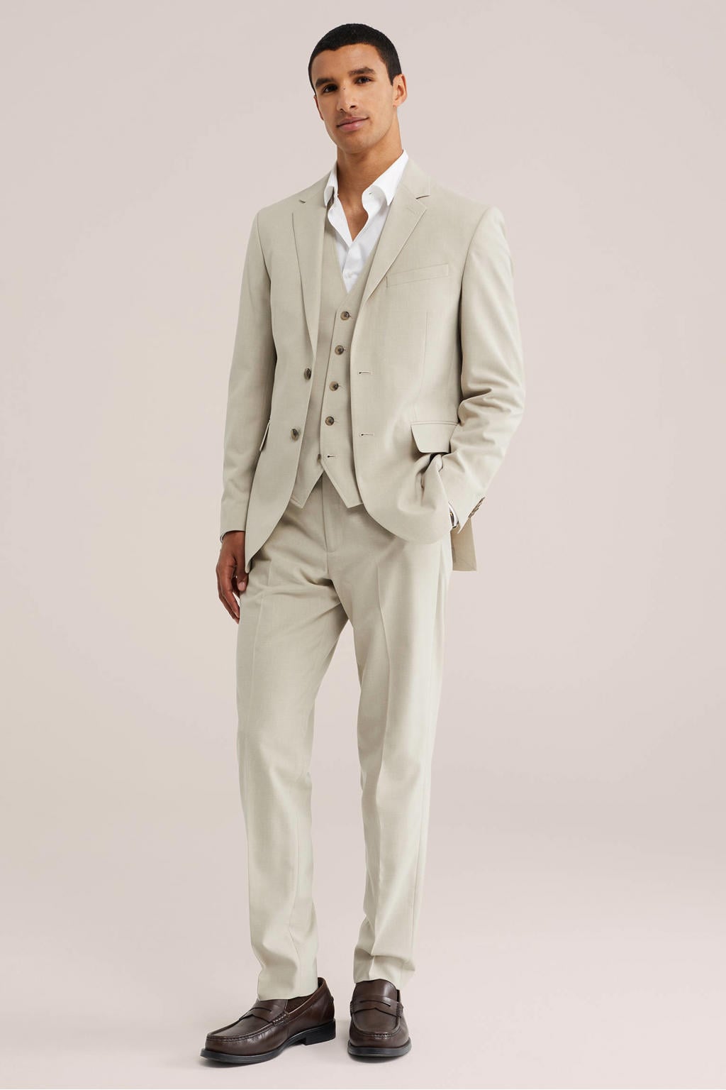 WE Fashion slim fit pantalon - beige