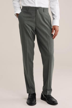 viscose slim fit pantalon - donkergroen