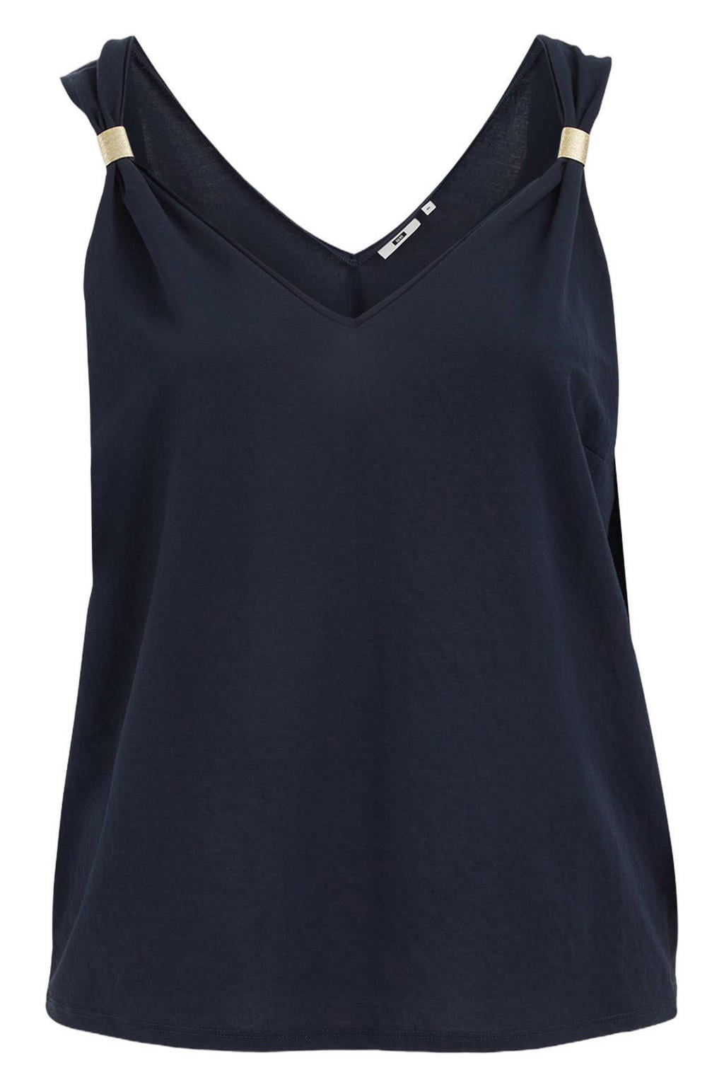 Donkerblauwe dames WE Fashion top Plus Size van viscose met effen