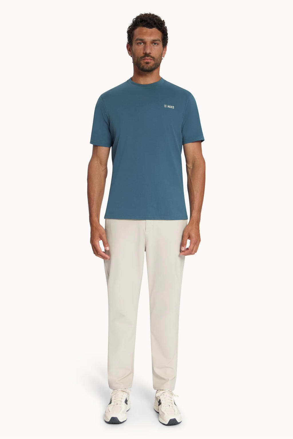 Blauwe heren No Excess regular fit T-shirt van katoen met korte mouwen en ronde hals