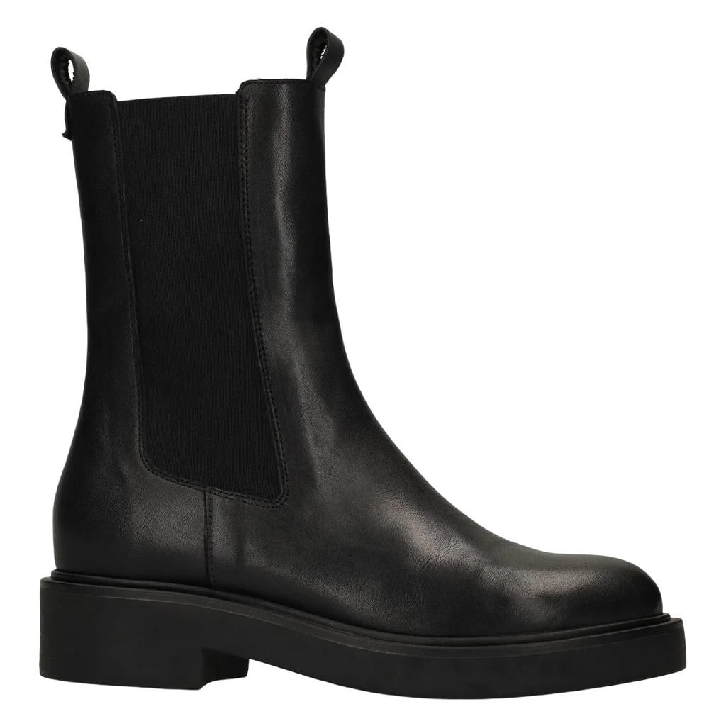 Zwarte dames Sacha leren chelsea boots - met elastische inzet